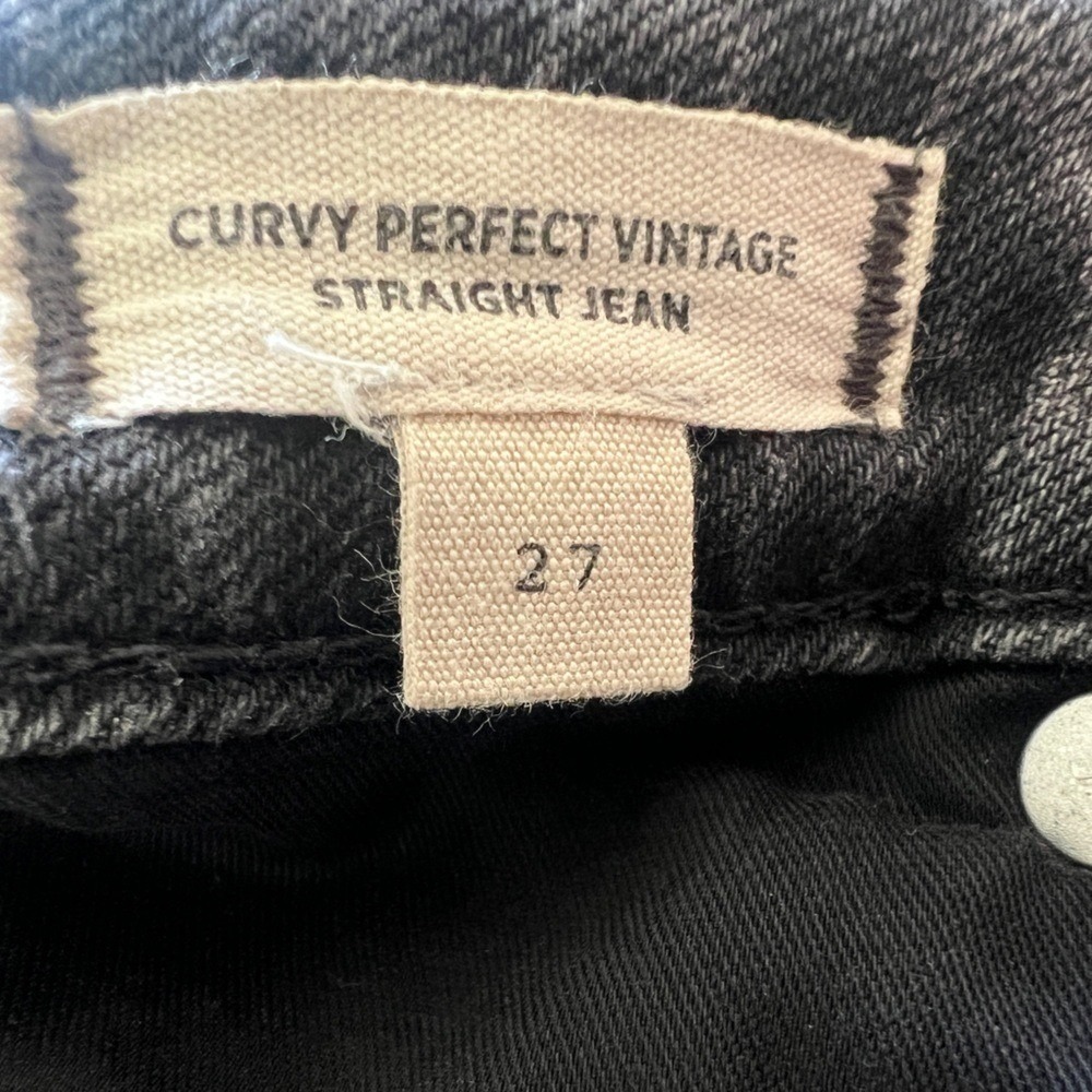 Madewell Jeans Womens 27 Curvy Black Perfect Vintage Straight Raw Hem Dark Denim - Picture 3 of 8